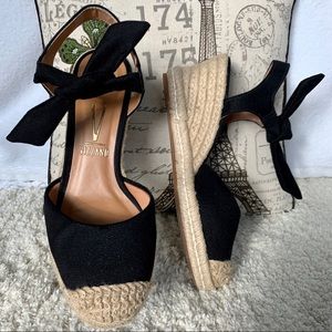VIZZANO  ESPADRILLES WEDGES BLACK SIZE 8